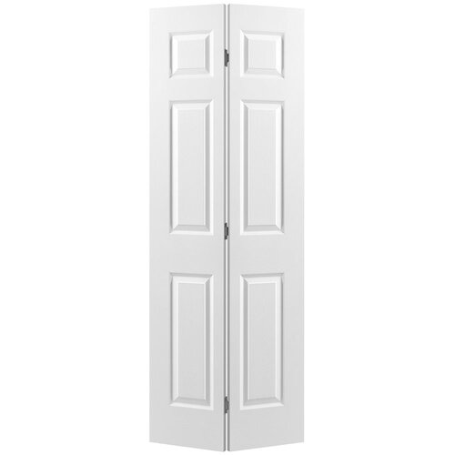 Paneled Manufactured Wood Hollow Primed Textured 6 Panel Bi Fold Door 